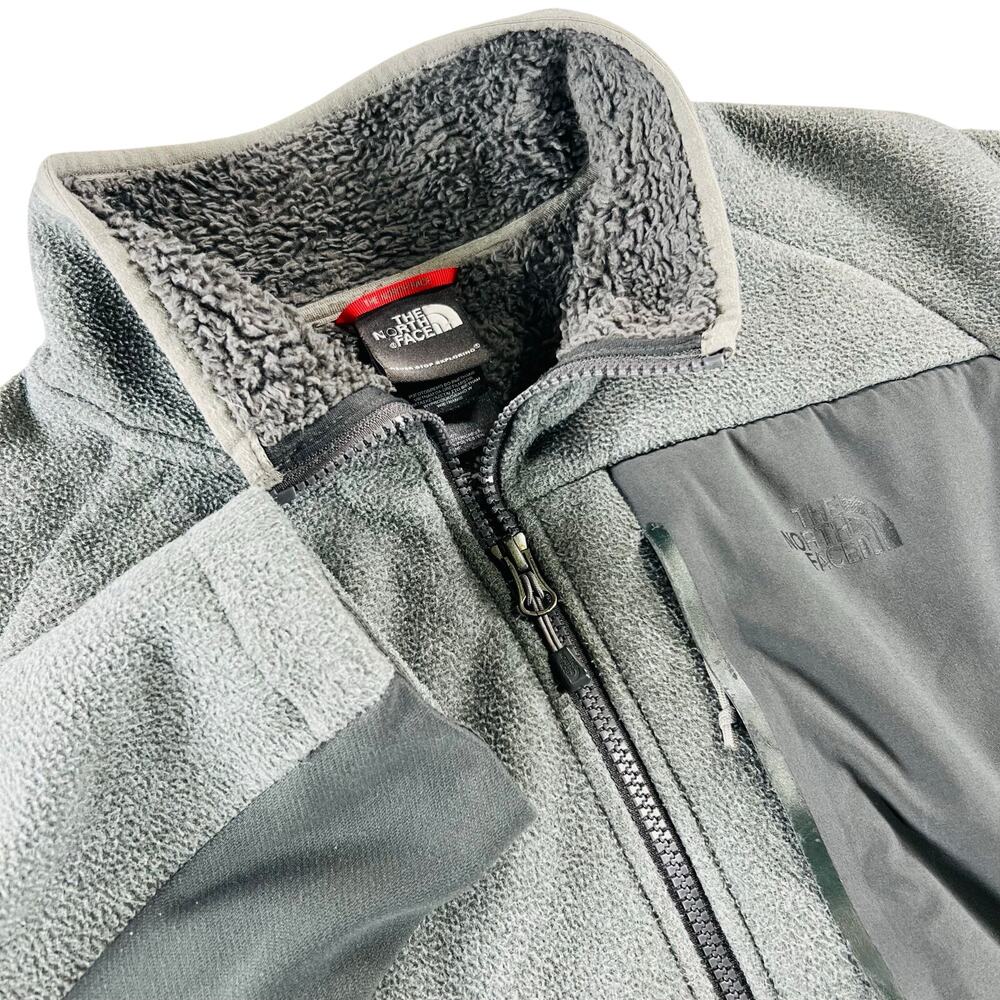 The North Face Mens Full Zip Sherpa Fleece Jacket Gray M